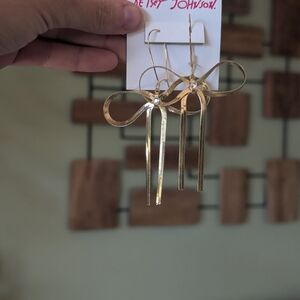 Betsey Johnson Gold Bow Drop Earrings